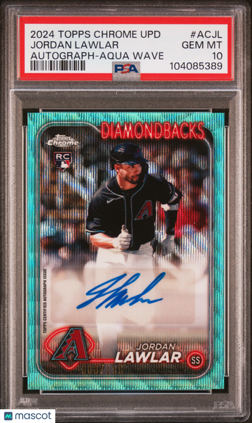 2024 Topps Chrome Update Chrome Baseball Update Series Autographs Jordan Lawlar #ACJL Aqua Wave PSA 10