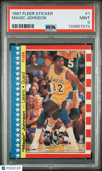 1987 Fleer Sticker Magic Johnson #1 PSA 9