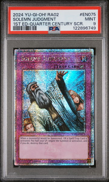 2024 Yu-Gi-Oh! RA02 Quarter Century SCR Solemn Judgment #EN075 1st Ed PSA 9