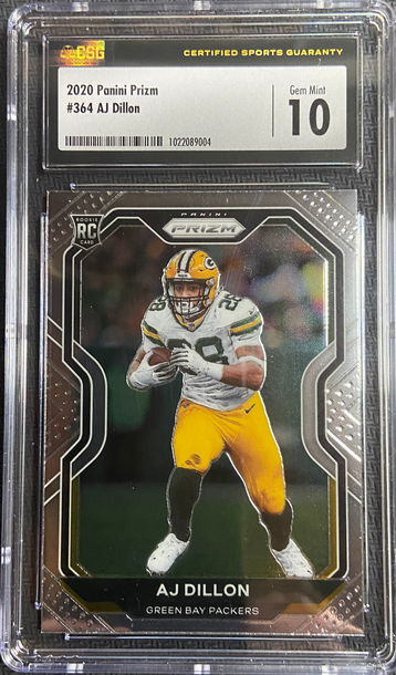 2020 Panini Prizm ROOKIE AJ Dillon CSG 10 GEM MINT Low POP!!