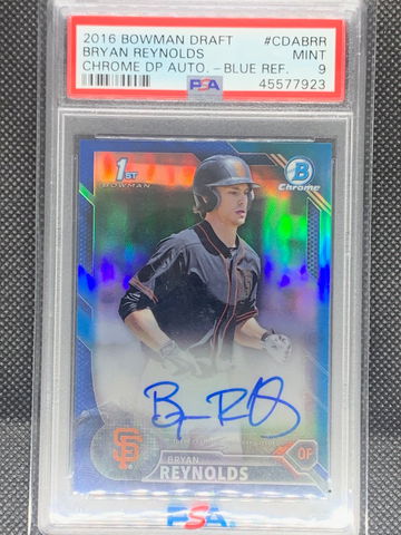 2016 Bowman Chrome Draft 1st Bryan Reynolds Draft Pick Auto Blue Refractor /150 PSA 9 Mint