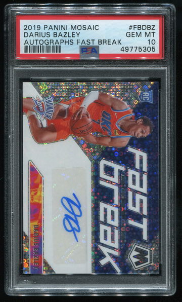 2019 Mosaic Darius Bazley Autographs Fast Break PSA 10