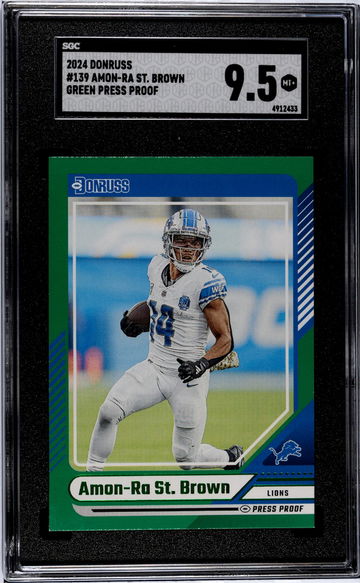 2024 Donruss #139 Amon-Ra St. Brown Green Press Proof SGC 9.5