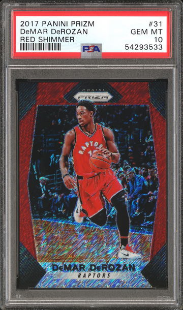 2017-18 Panini Prizm Red Shimmer Demar Derozan /8 PSA 10 Gem Mint #31 (Ship from E.U.)