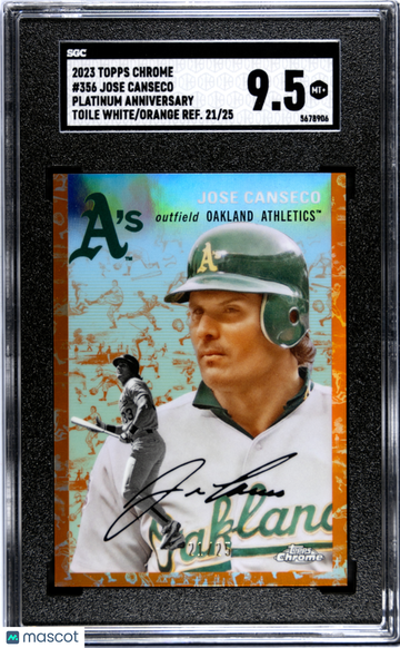 2023 Topps Chrome Platinum Anniversary Jose Canseco #356 Plat. Toile White Orange Refractor SGC 9.5