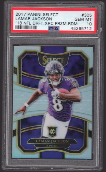 Lamar Jackson 2017 Select XRC Silver Prizm PSA 10