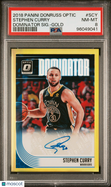 2018 Panini Donruss Optic Dominator Signatures Stephen Curry #SCY SIG. Gold PSA 8