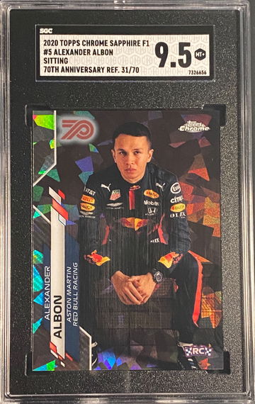 2020 Topps Chrome Alexander Albon Variation 70th Anniversary Sapphire/70 Rookie RC Formula 1 F1 SGC 9.5