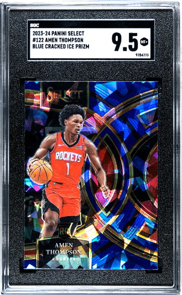 2023-24 Panini Select #122 Amen Thompson Blue Cracked Ice Prizm SGC 9.5