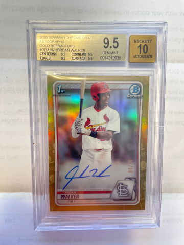 2020 Bowman Chrome Draft Auto Jordan Walker Gold Refractor BGS 9.5/10 True Gem