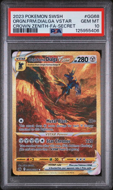 2023 Pokemon Sword and Shield Crown Zenith Secret Rare Origin Forme Dialga Vstar #GG68 PSA 10