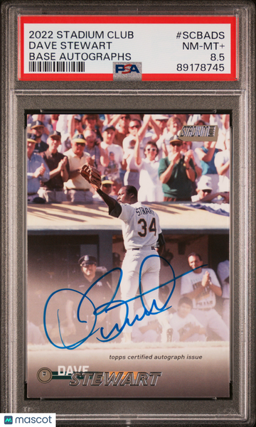 2022 Topps Stadium Club Base Autographs Dave Stewart #SCBADS PSA 8.5