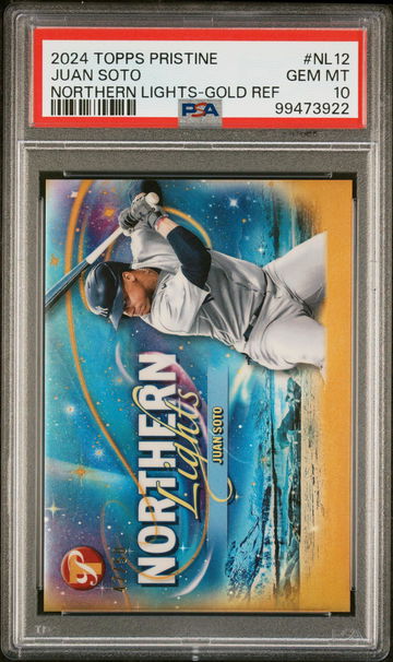 2024 Topps Pristine Northern Lights Gold Ref Juan Soto #NL12 /50 PSA 10