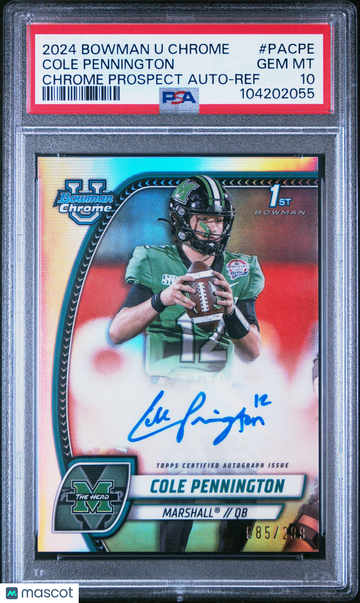2024 Bowman University Chrome Bowman Chrome Prospect Autographs Cole Pennington #PACPE Chrome Prospect Auto-Ref PSA 10