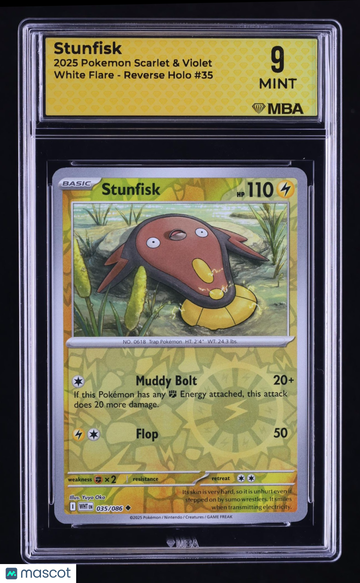 2025 Pokemon Scarlet & Violet White Flare Stunfisk Reverse Holo MBA 9 #35