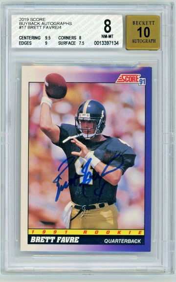 BRETT FAVRE 2019 Score 1992 Buyback Autograph Rc #3/4 BGS 8/10