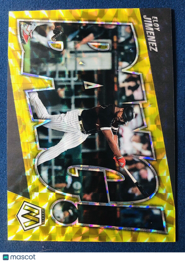 ELOY JIMENEZ 2022 Mosaic BANG! BG-15 REACTIVE YELLOW Prizm Parallel SP #60/99