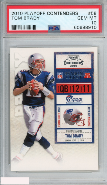 2010 PLAYOFF CONTENDERS TOM BRADY #58 NEW ENGLAND PATRIOTS PSA 10 GEM MT