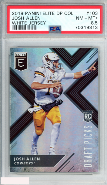 2018 PANINI ELITE DP COLLEGIATE JOSH ALLEN #103 WHITE JERSEY RC PSA 8.5 NM-MT+