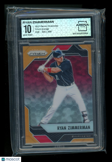 2017 Panini Chronicles Prizm Orange Ryan Zimmerman #38 /399 Arena Club 10