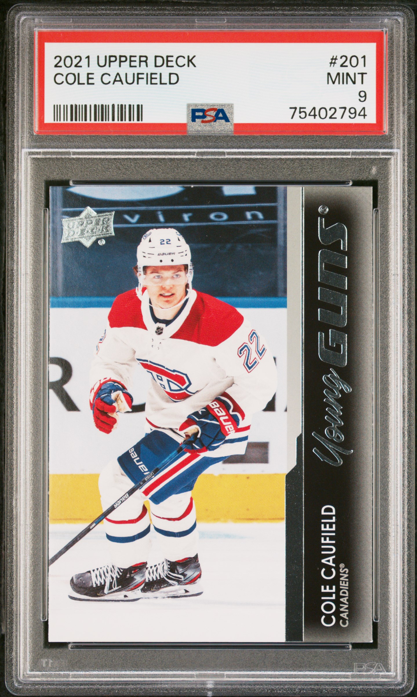 2021-2022 Upper Deck Cole Caufield #201 PSA 9