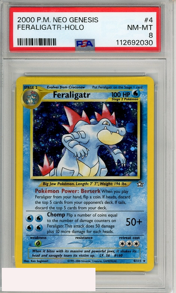 2000 POKEMON NEO GENESIS FERALIGATR-HOLO #4 PSA 8 NM-MT
