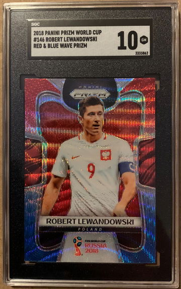 2018 Prizm World Cup Robert Lewandowski Red & Blue Wave SGC 10