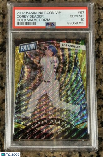 2017 Panini National Convention #67 VIP Prizm Gold Wave Corey Seager /15 PSA 10