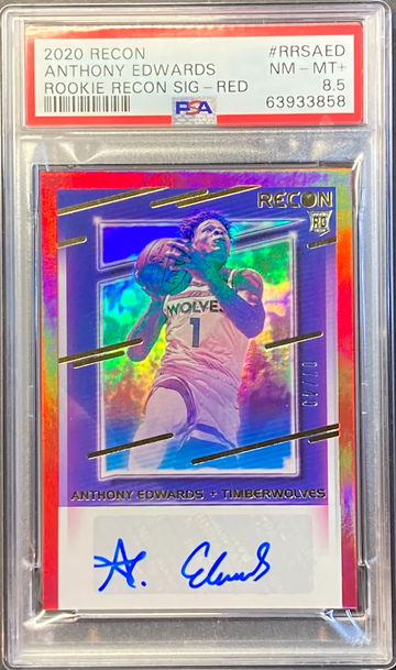 2020 Recon #RRSAED Anthony Edwards Rookie Recon Signatures - Red #'d 7/49 PSA 8.5
