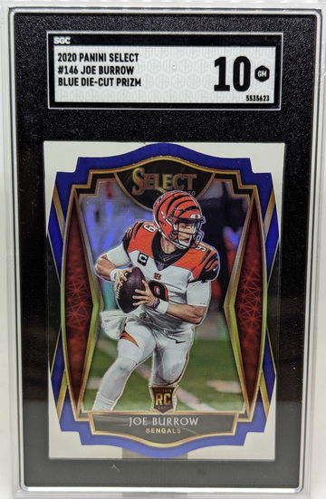 2020 Panini Select Joe Burrow #146 SGC 10 Blue Die-Cut Prizm Rookie RC