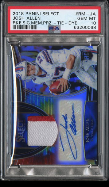 2018 Select Bills Josh Allen RC #RM-JA - Tie Dye Rookie Patch Auto RPA SP /15
