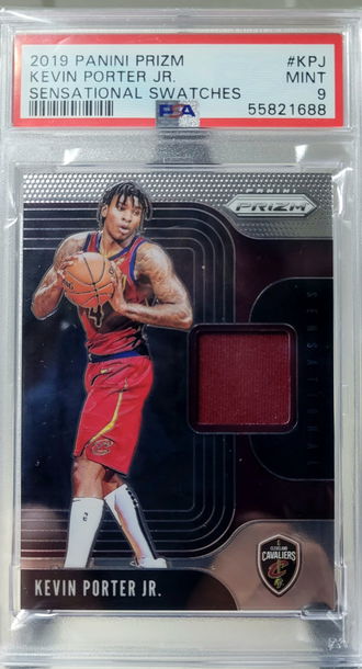 2019-20 Panini Prizm sensational swatches kevin porter jr patch #ss-kpj psa 9