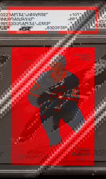 2022 Upper Deck Skybox Metal Universe Connor McDavid PMG Red /100 PSA 7 Pop 1