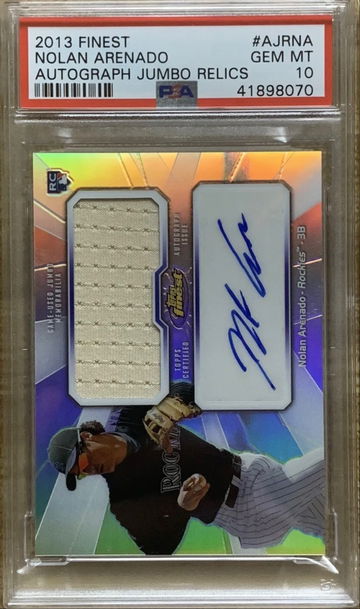 2013 Finest Nolan Arenado Autograph Jumbo Relics Rookie PSA 10 Gem Mint *pop 5