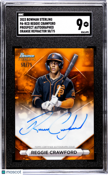2023 Bowman Sterling Reggie Crawford #PA-RCD Pros. Autograph Orange Refractor SGC 9
