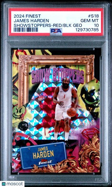2024 Topps Finest Showstoppers James Harden #S18 Red BLK Geo PSA 10