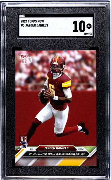 2024 TOPPS JAYDEN DANIELS NOW #3 Rookie RC limited /14862 SGC 10