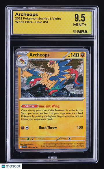 2025 Pokemon Scarlet & Violet White Flare Archeops Holo MBA 9.5 #51