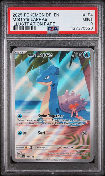 2025 Pokemon Destined Rivals Illustration Rare Misty's Lapras #194 PSA 9