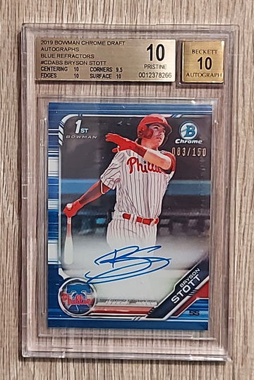2019 Bowman Bryson Stott Blue Refractor BGS 10