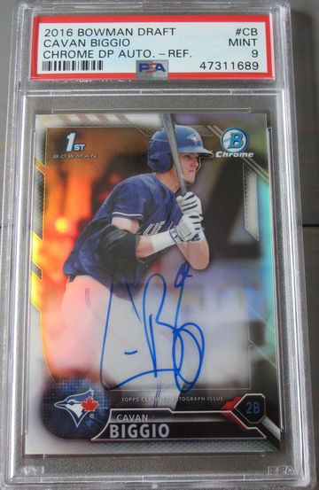 Cavan Biggio 2016 Bowman Draft Chrome Auto Refractor #/499 PSA 9