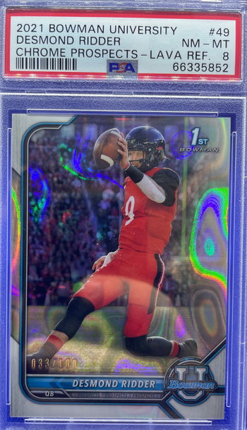 Desmond Ridder 2022 Bowman University 1st Bowman Lava Refractor /100 PSA 8 NM-MT