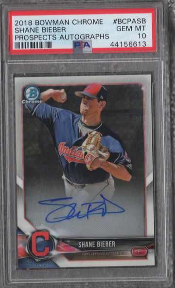 2018 Bowman Chrome Prospects Shane Bieber Auto PSA 10