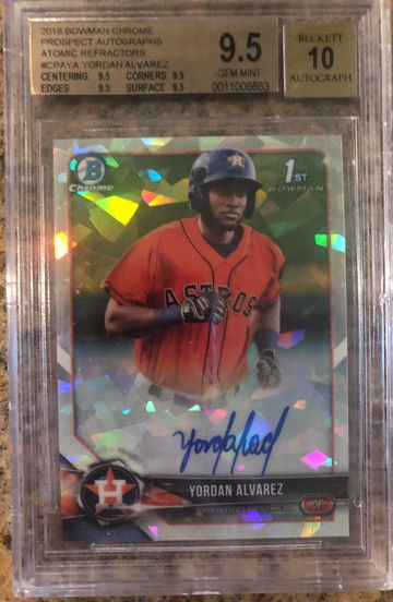 2018 Bowman Chrome Yordan Alvarez RC Atomic Refractor Auto BGS 9.5 True Gem Mint