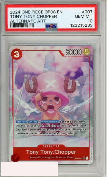 2024 ONE PIECE OP08-TWO LEGENDS TONY TONY CHOPPER #007 ALT ART PSA 10