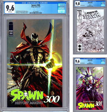 SPAWN #299-300-301 CGC 9.8-9.6 MCFARLANE ASM #298 SKETCH HOMAGE SPAWN 300TH 2019