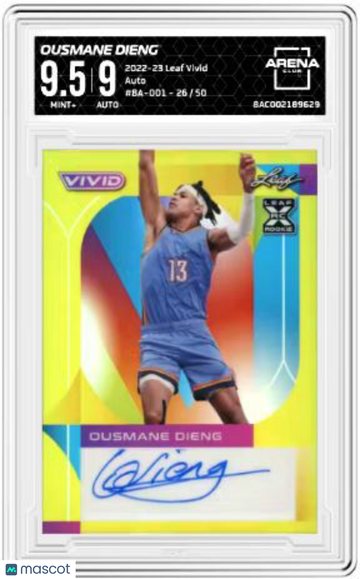 2022-23 Leaf Vivid Ousmane Dieng #BA-001 Auto 26/50 Arena Club 9.5 Auto 9