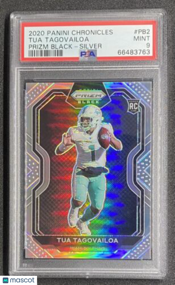 Tua Tagovailoa 2020 Chronicles Prizm Black Silver Rookie #PB2 Dolphins RC PSA 9