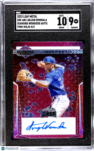 2023 Leaf Metal Arjun Nimmala #DW-AN1 Diamond Wonders Autograph Pink Mojo SGC 9 Auto 10