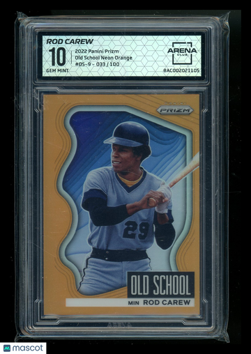 2022 Panini Prizm Old School Rod Carew #OS-9 Neon Orange /100 Arena Club 10